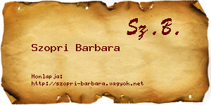 Szopri Barbara névjegykártya